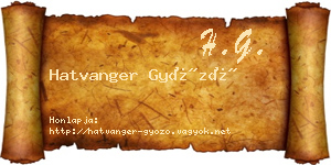 Hatvanger Győző névjegykártya